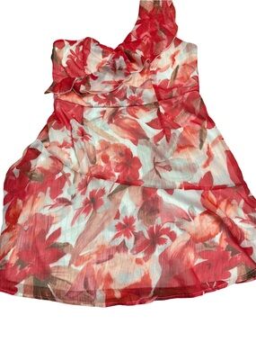 SHEIN Red Floral One-Shoulder Dress